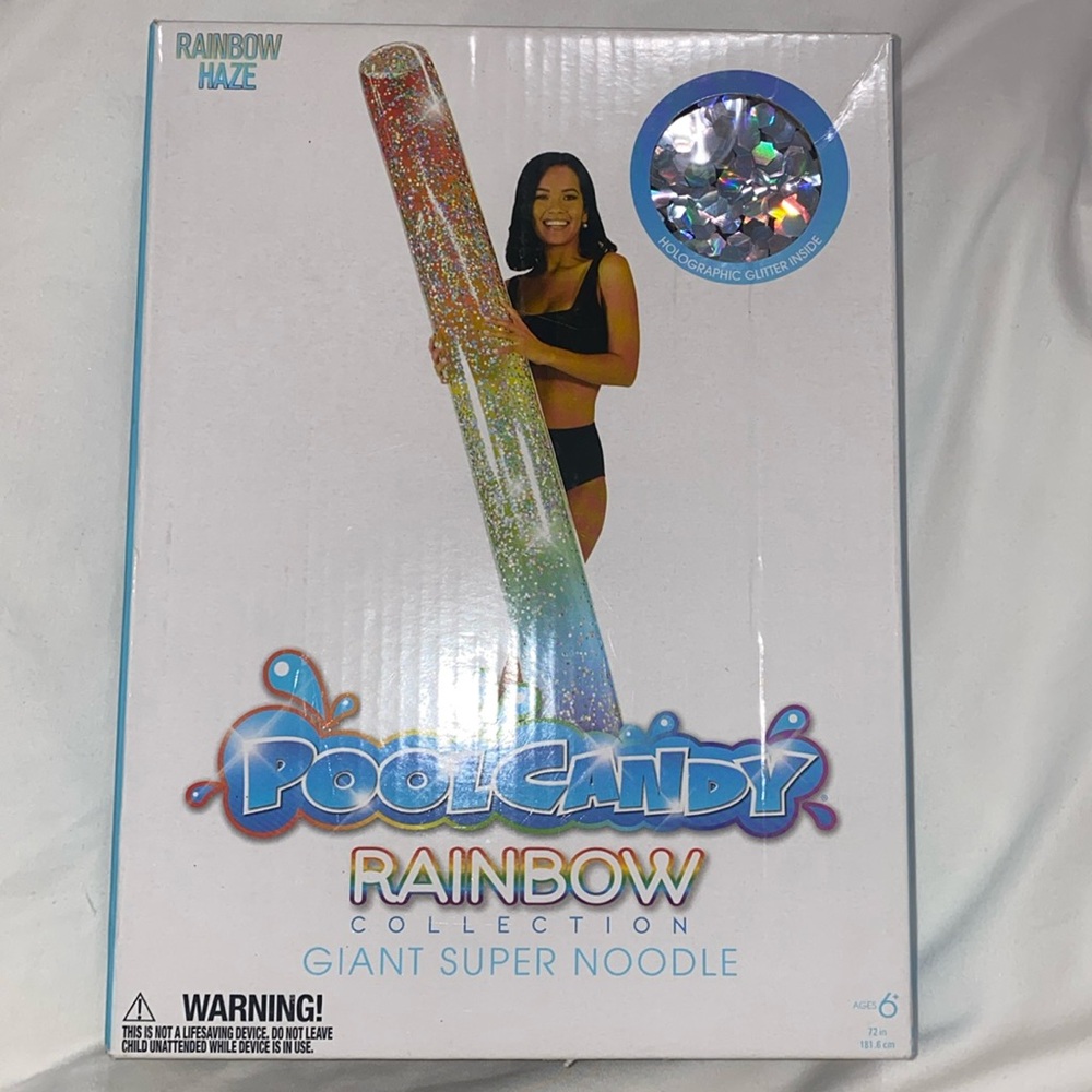 New Poolcandy Rainbow collection Giant Super Noodle Pool Float 72” 181.6cm